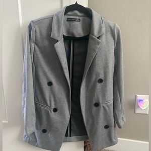 Black Tape_ Gray Double-Breasted Blazer